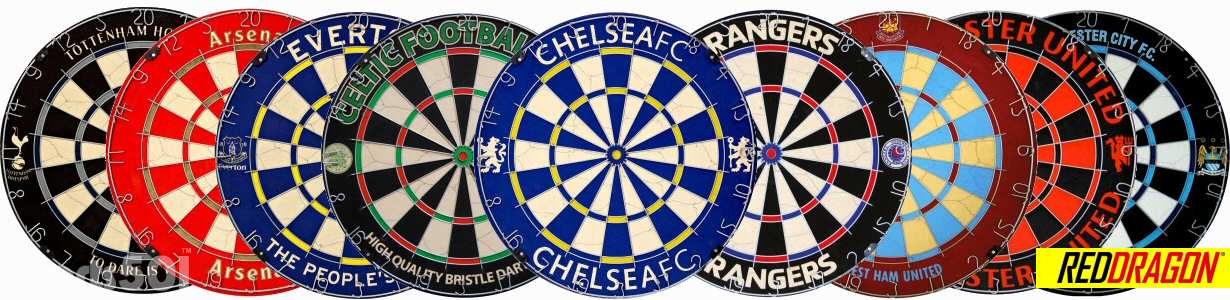 Football Dartboards. Manchester United,City,Arsenal,Tottenham,Everton,Chelsea,Celtic,Rangers,West Ham